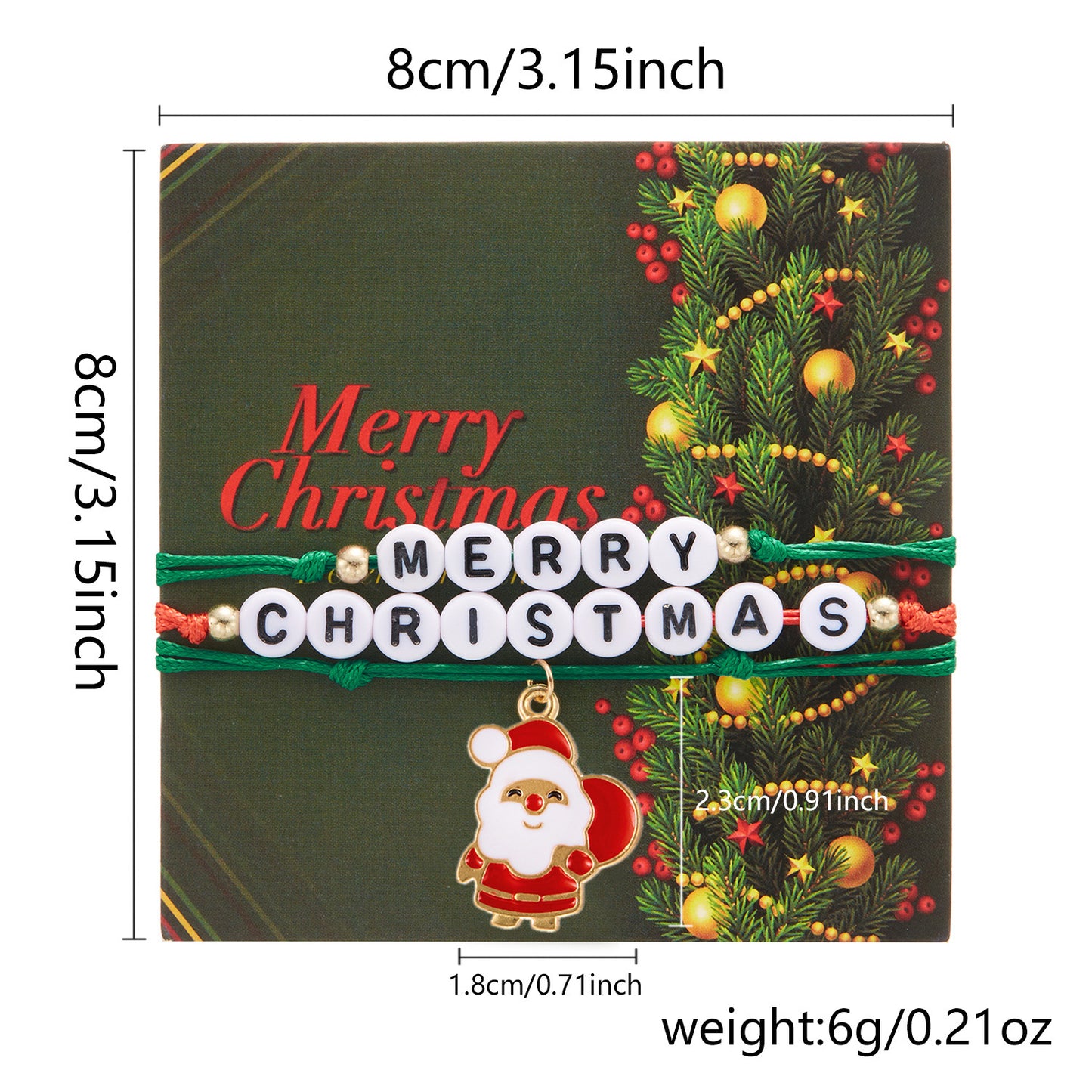 Christmas Handmade Letter Beaded Tree Santa Bracelets