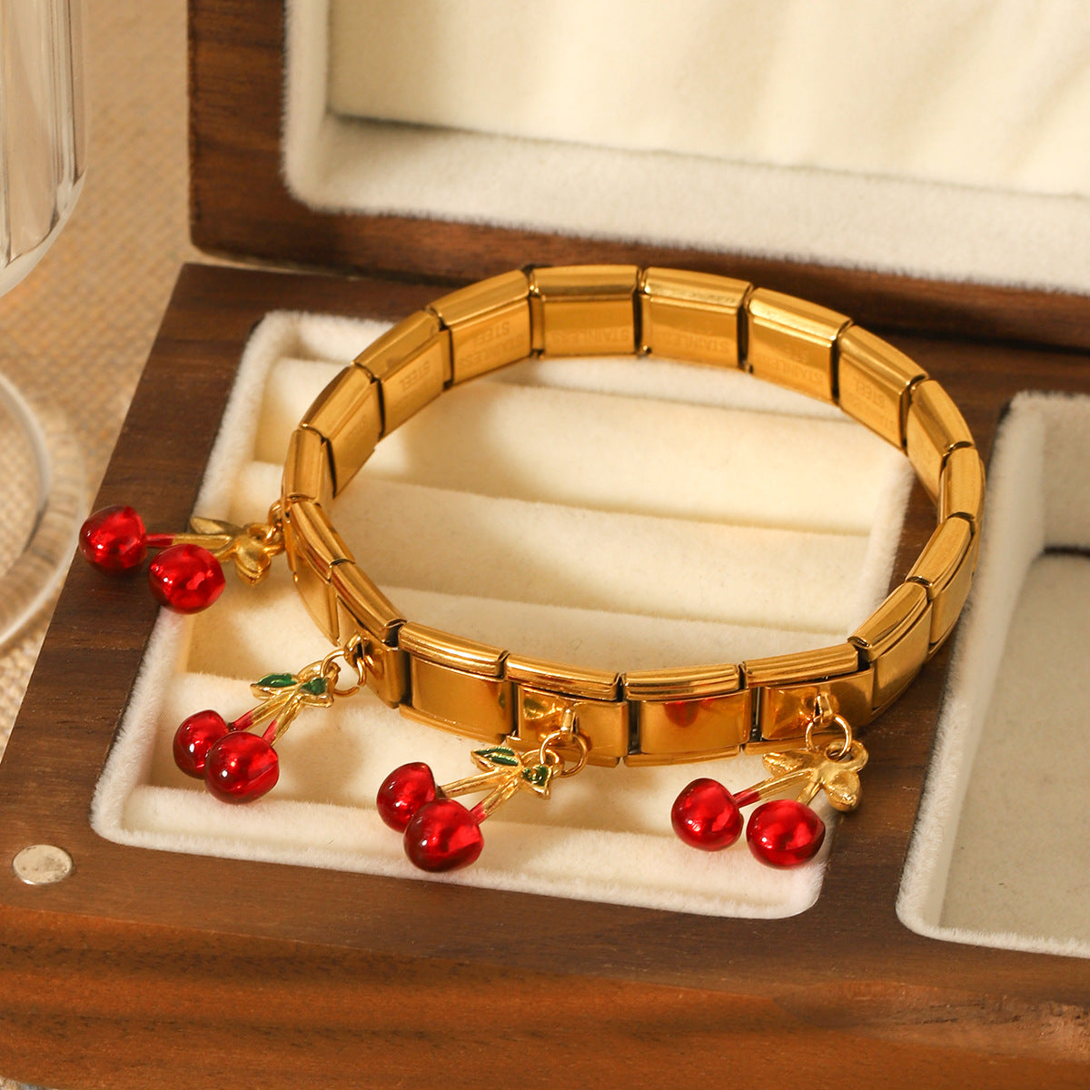Stainless Steel Cherry Elastic Chain Light Bracelets