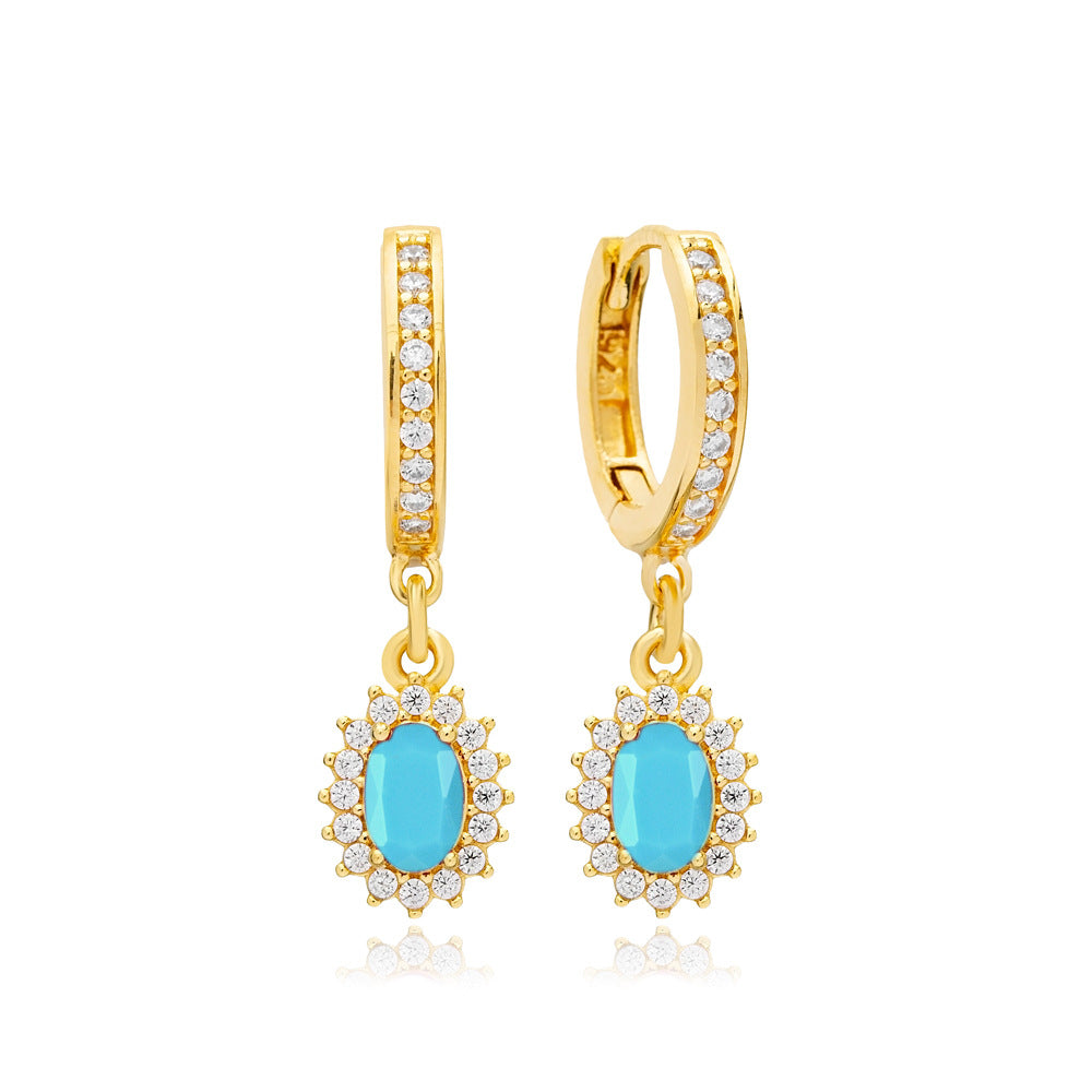 Light Luxury Sier Needle Geometric Ear Female Water Drop Leaf Stud Earrings