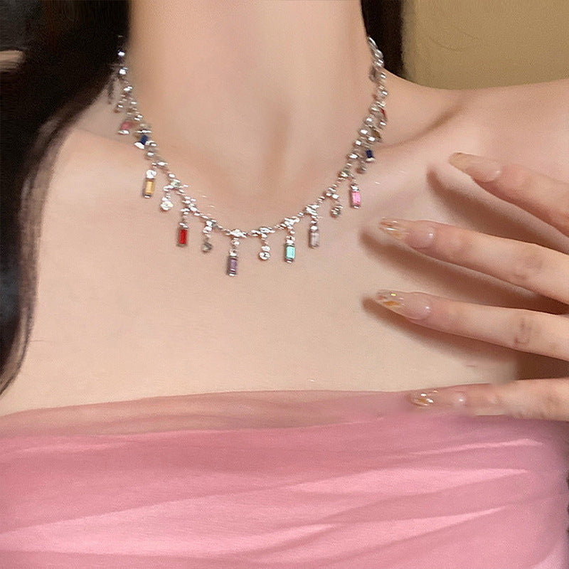 Women's Rainbow Tassel Light Luxury Minority Design Advanced Necklaces