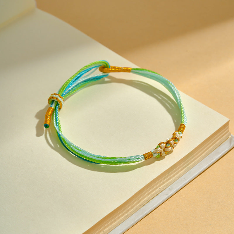 Children's Rope Hydrangea Carrying Strap Hand-woven Peach Bracelet