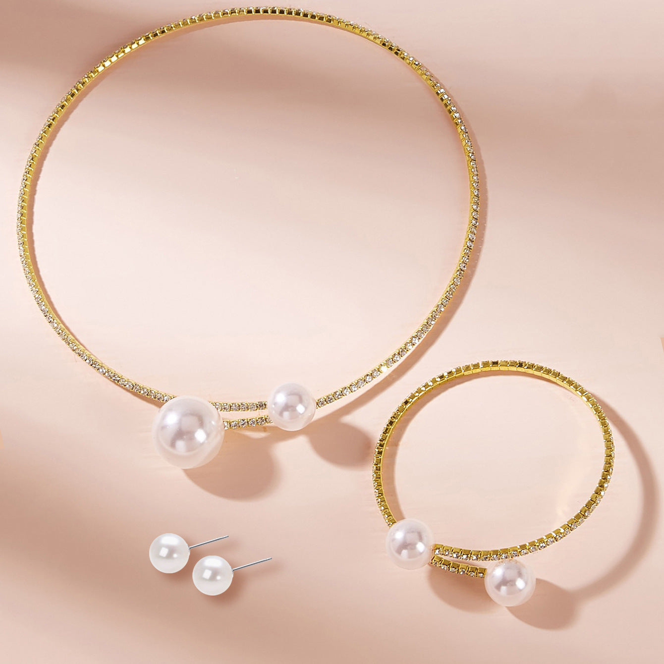 Women's Simple Clavicle Chain Full Diamond Large Jewelry Set