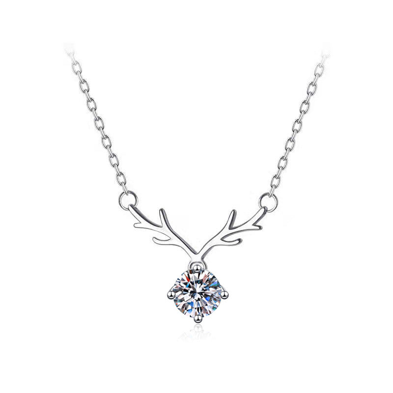 Sterling Sier Moissanite Karat Clavicle Chain Classic One Deer Necklaces