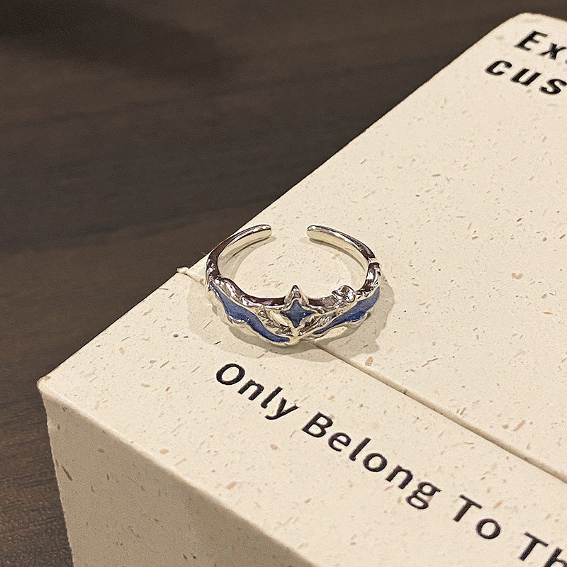 Women's & Men's Asterism Interwoven Cross Couple Printed Butterfly Niche Design Commuting Ring