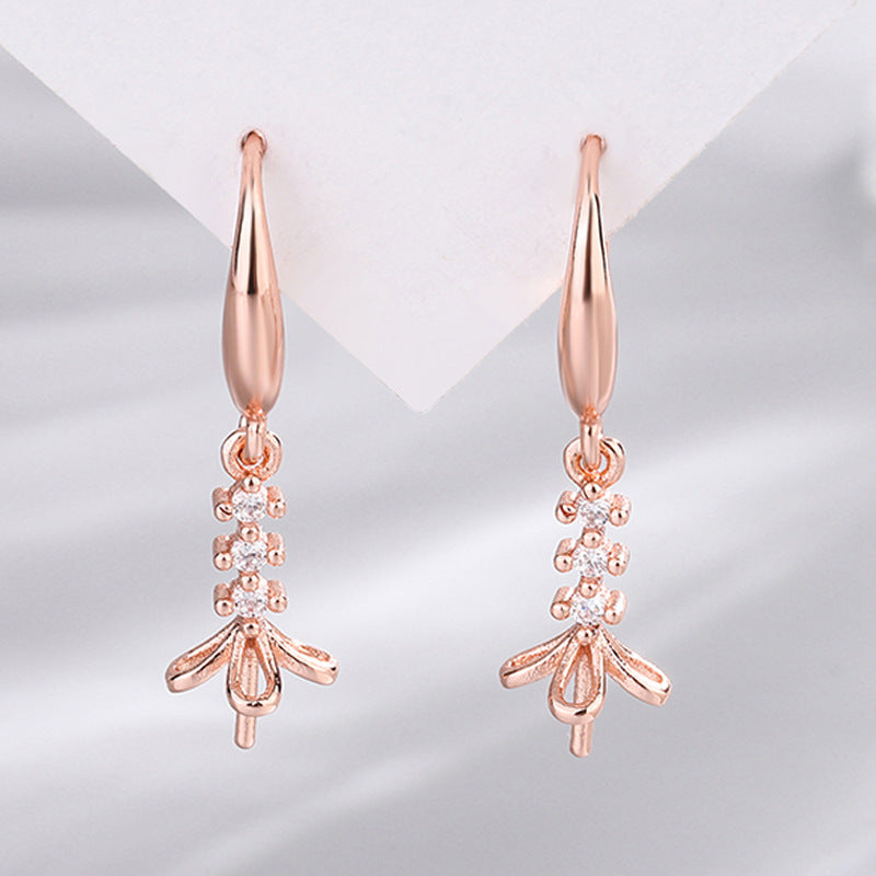 Women's Inlaid Zircon Support Ear Hook Copper Earrings