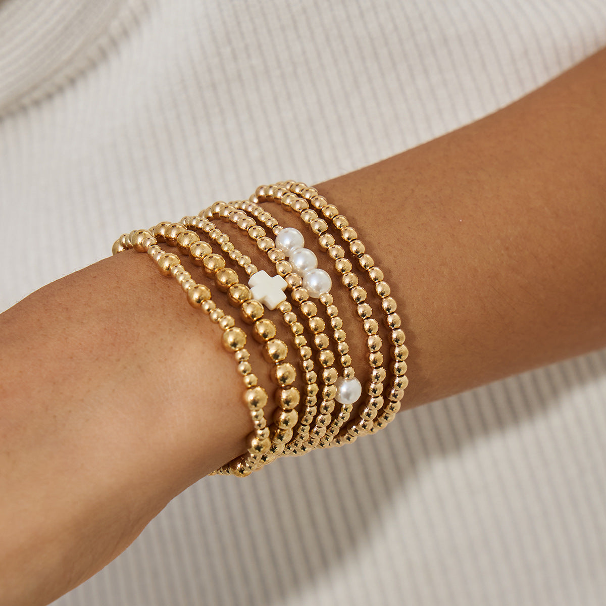 Imitation Pearl Beads Stringed Personality Acrylic Bracelets
