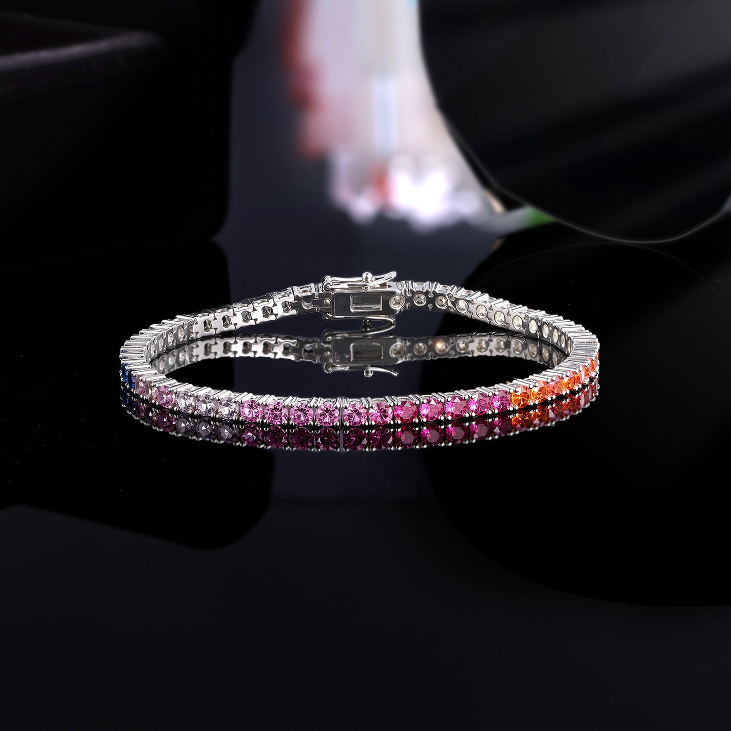 Gradient Zircon Tennis Round Bag Copper Bracelets