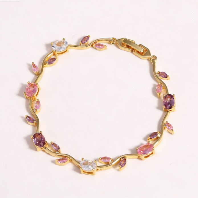 Tulip Colorful Crystals Gem Flower Light Bracelet
