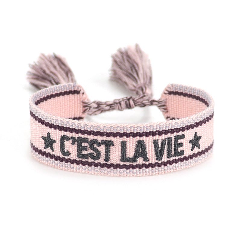 Women's Letter Carrying Strap Hand-woven Tassel Can Bracelets