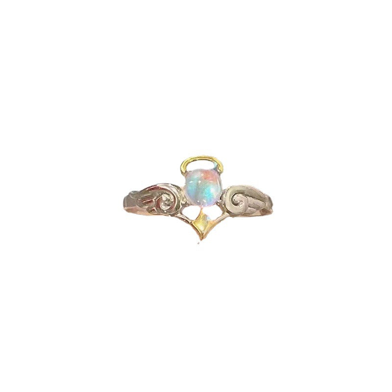 Women's & Men's Creative Angels Demons Moonstone Stylish Opening Adjustable Rings