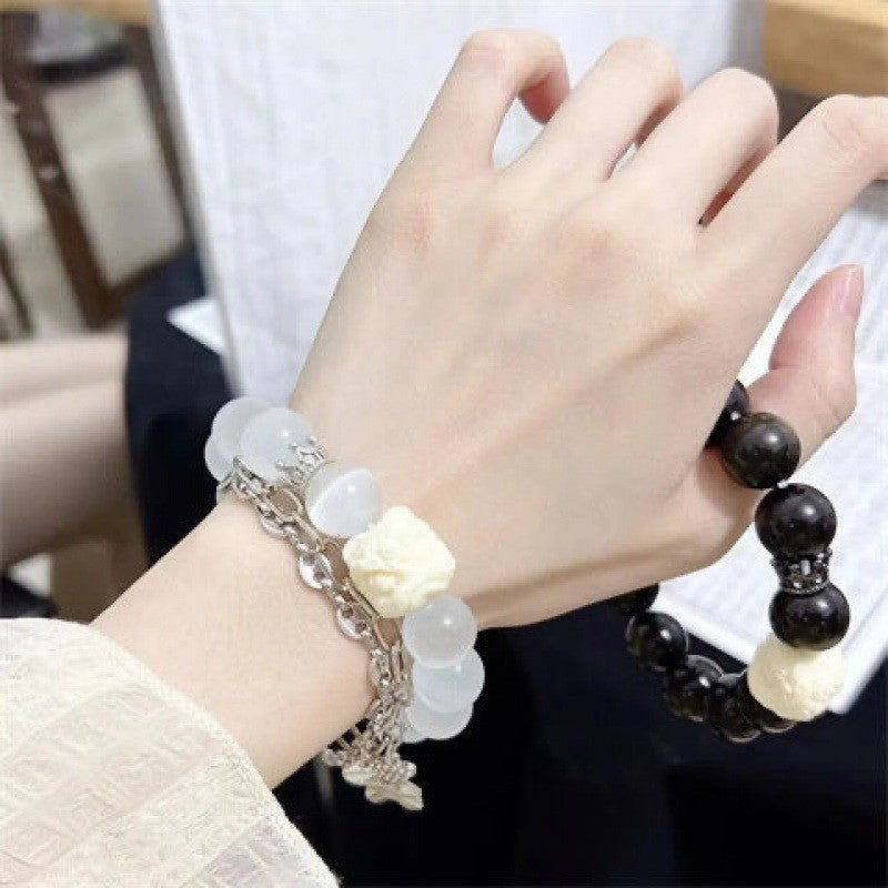 Camellia Little Daisy Crystal Girlfriends Color Glass Chipping Bracelet