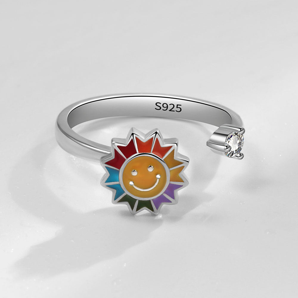Fashion Special Interest Light Luxury Sunflower Spinning Personalized Ring