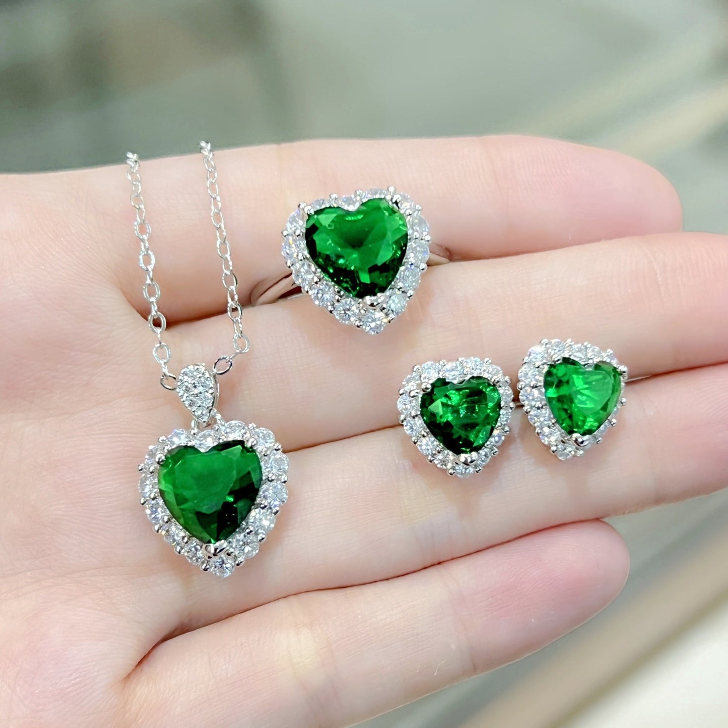 Women's Blue Red Yellow Green Purple White Gemstone Zircon Princess Jewelry Set