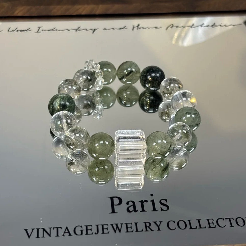 Shimmer Natural Green Rutilated Phantom Lucky Bracelets