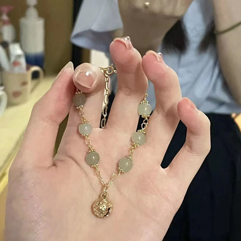 Women's Star Sea Jade Design Bell Light Luxury Retro Style Gift Anklets