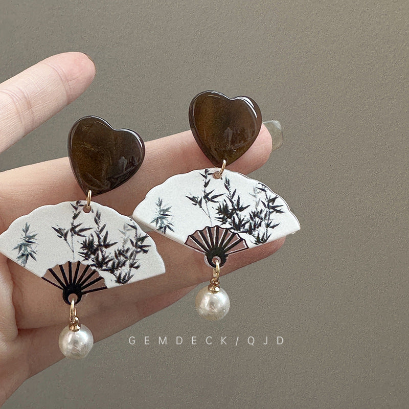 Women's Chinese Style Fan-shaped Retro Cheongsam Ear Earrings