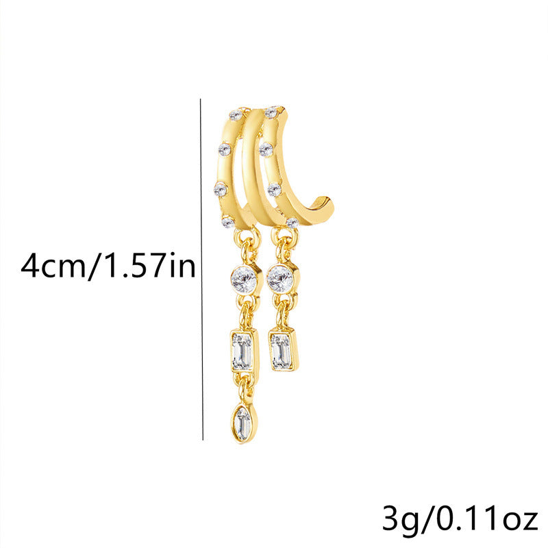 Hip Hop Cross Tassel Single Personality Design Inlaid Zirconium Rings