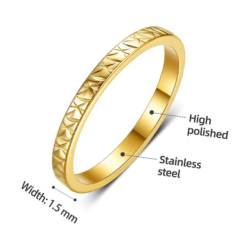 Titanium Steel French Light Pattern Simple Female Index Ring