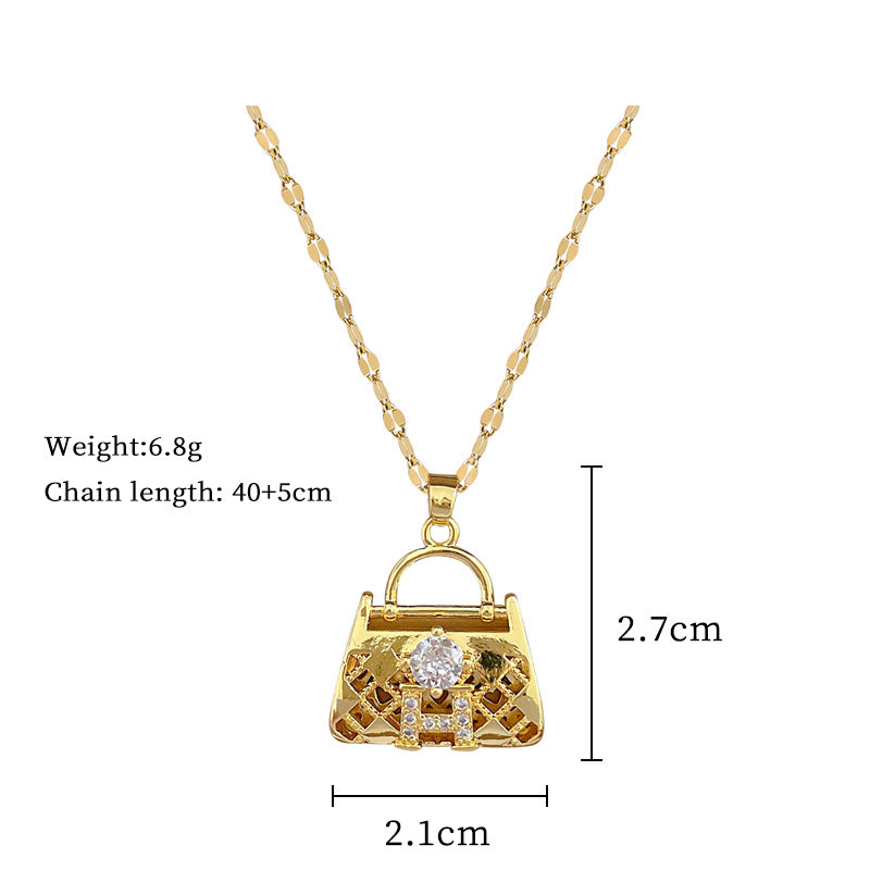 Steel Lucky Female Copper Micro Inlay Real Gold Plating Necklaces