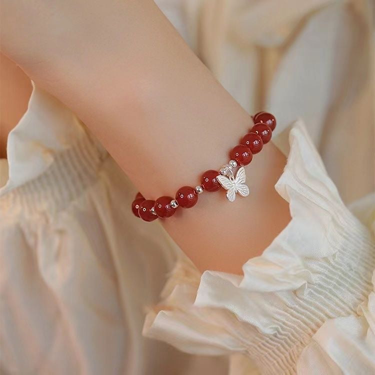Red Beads Butterfly Female Niche High Class Elegant For Girlfriends Bracelets