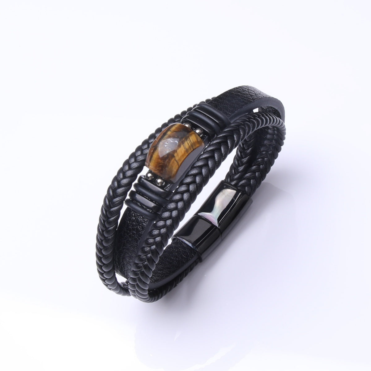 Men's Rope Leather Stone Magnetic Buckle Bracelets