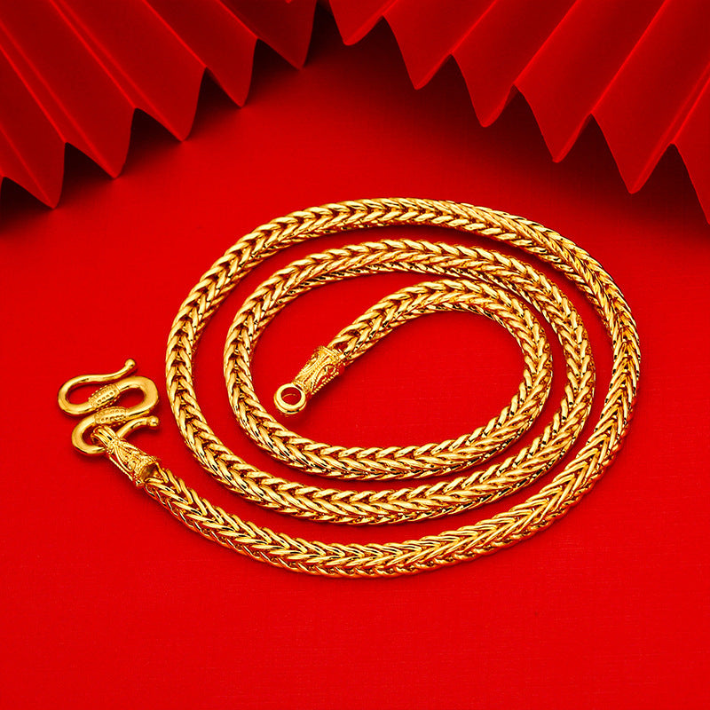 Men's Gold Cloth Pattern Dragon No Color Fading Necklace