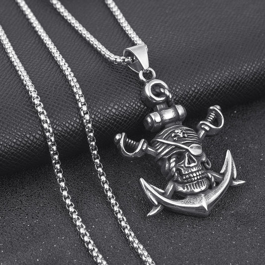 Design Double Sword Pirate Titanium Steel Vintage Halloween Necklaces