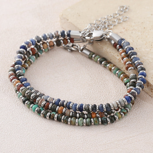 Stone African Pine Blue Pattern Red Turquoise Beaded Boho Fashion Bracelets