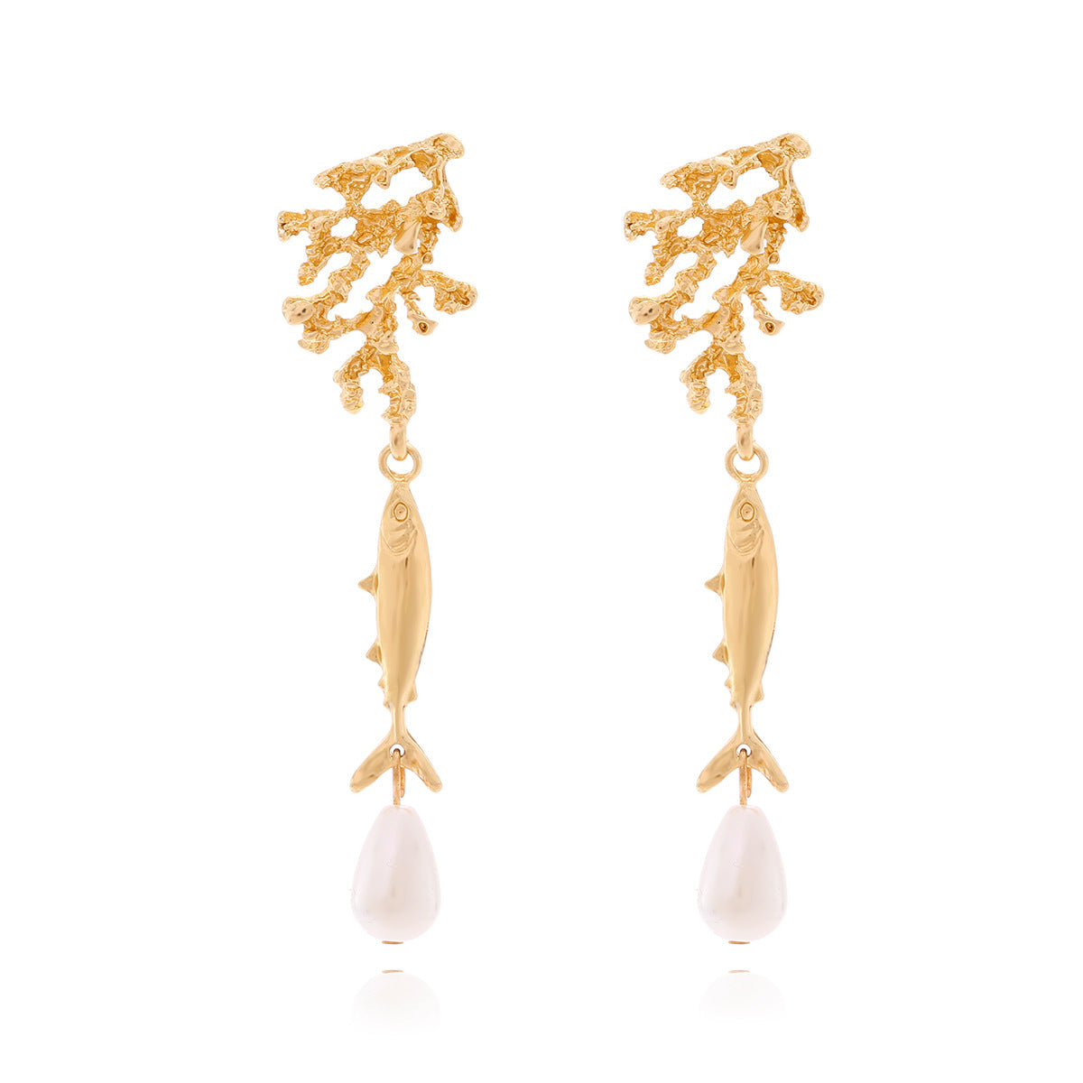 Women's Coral Fish Water Drop Patch Sweet Spicy Vacation Style Marine Earrings