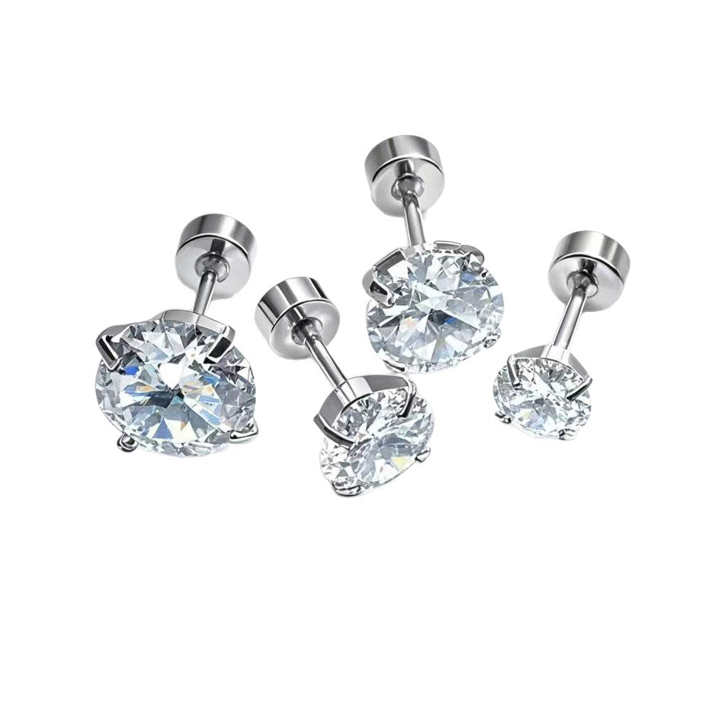 Chinese Female Zircon Ear Bone Pin Stud Earrings