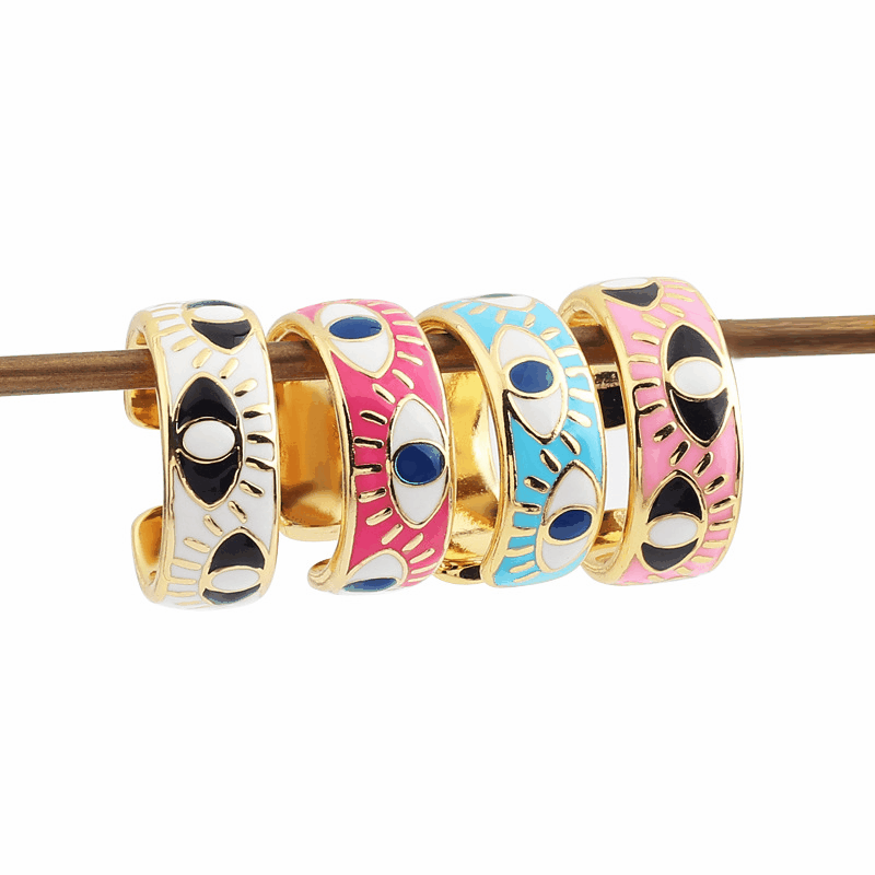 Female Devil's Eye Gold Plated Drop Rings