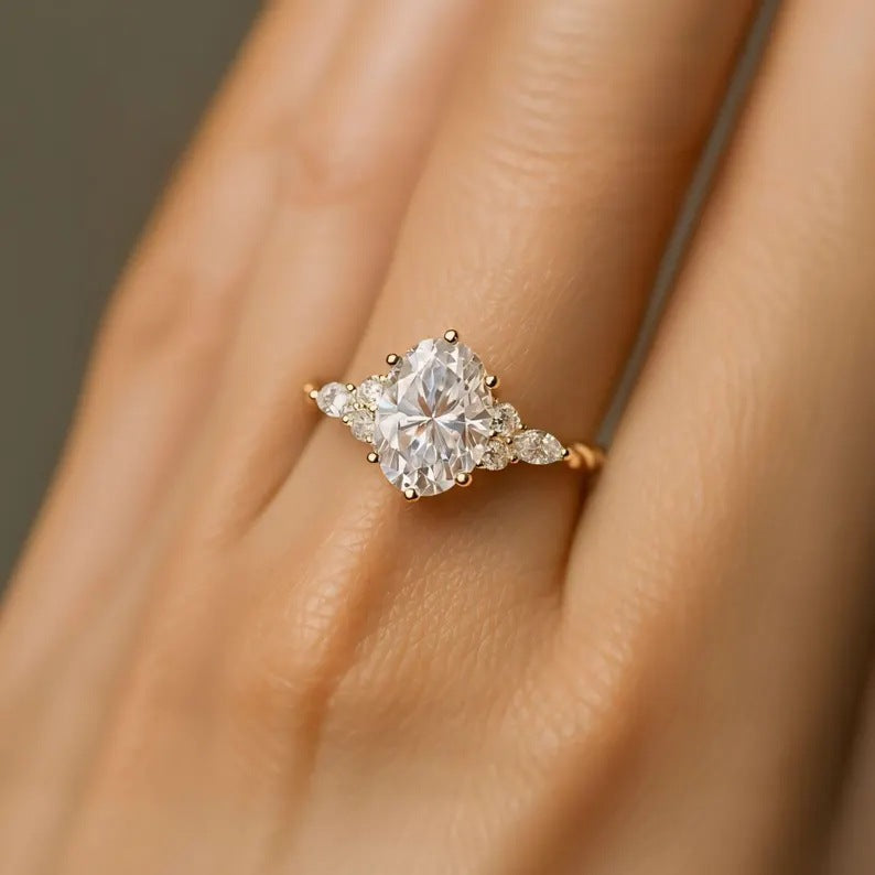 Ya Copper White Zircon Princess Imitation Diamond Rings