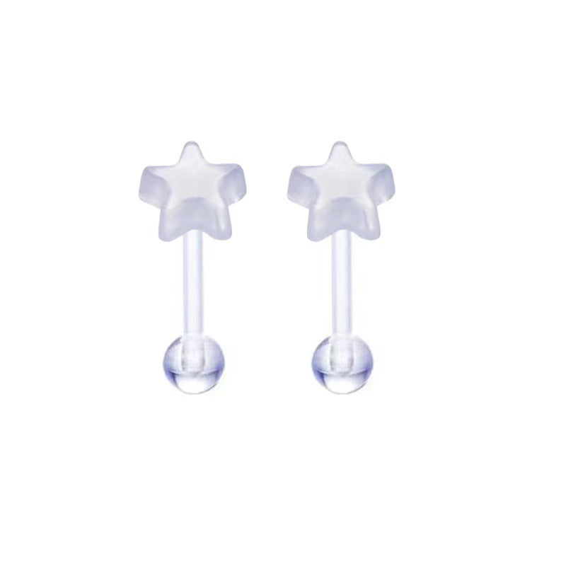 Acrylic Transparent Moon Five-pointed Star Love Invisible Ear Bone Human Stud Earrings