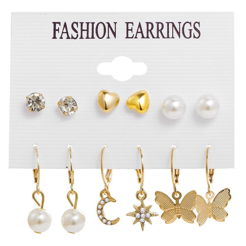 Fashion High Sense Ear Vintage Pearl Geometric Earrings