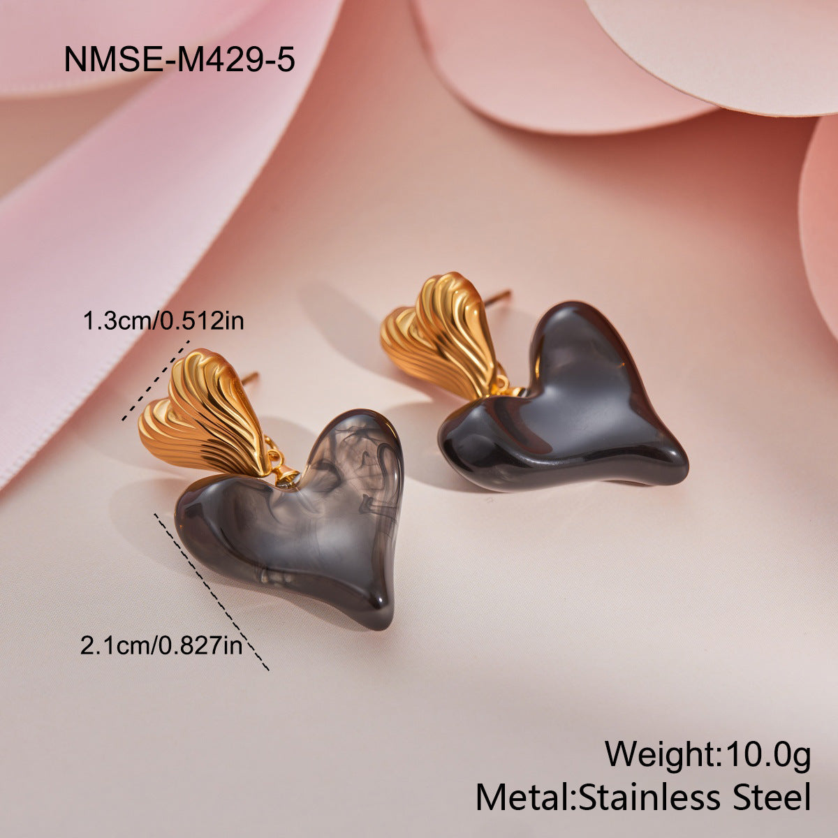 Retro Heart-shaped Large Spring Fashionable Simple Resin Eardrops Earrings