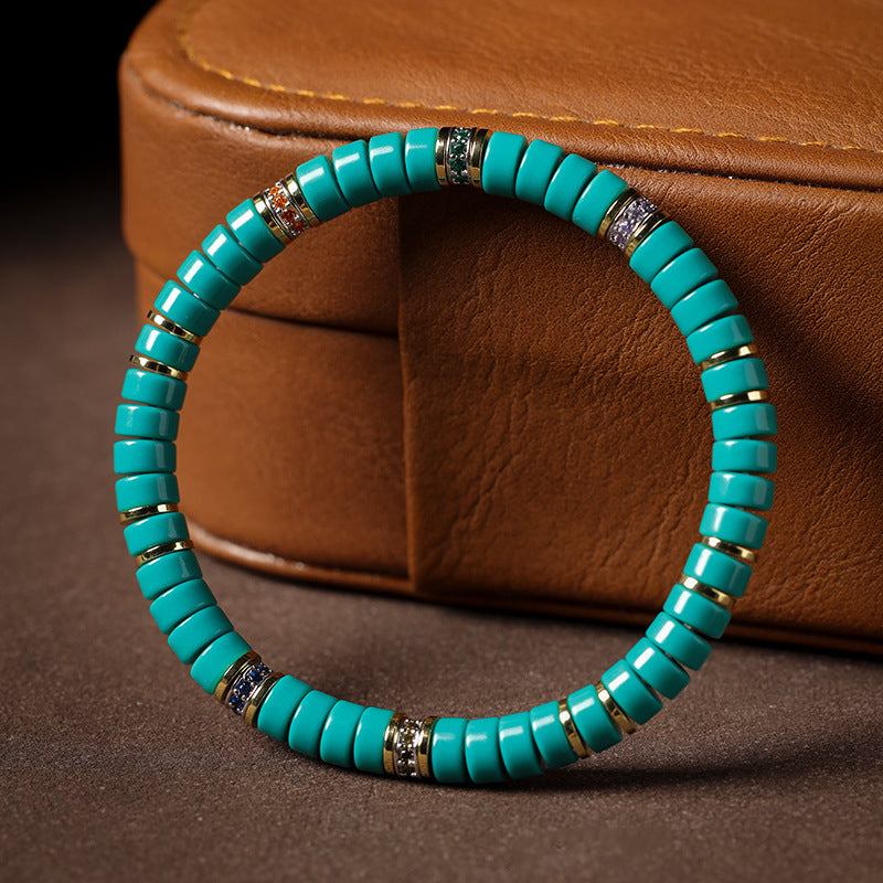 Women's & Men's Technology Pine Turquoise High Porcelain Crafts Hand Toy Twin Optimized Bracelet