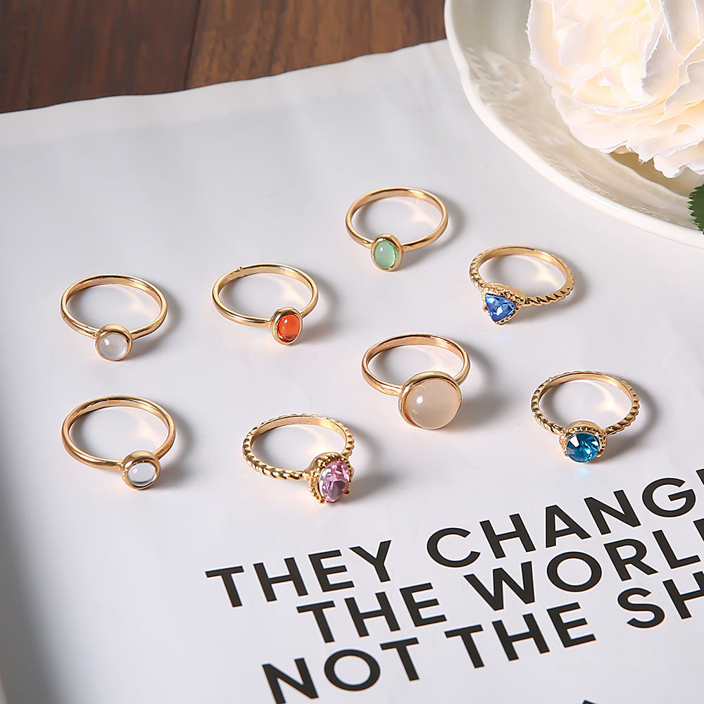 Creative Fashion Opal Champagne Multicolor Knuckle Rings