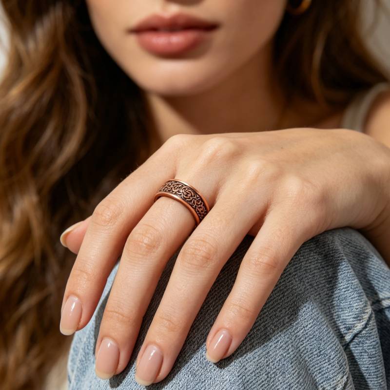 Bronze Creative Pattern Magnet Retro Fashion High Sense Ring