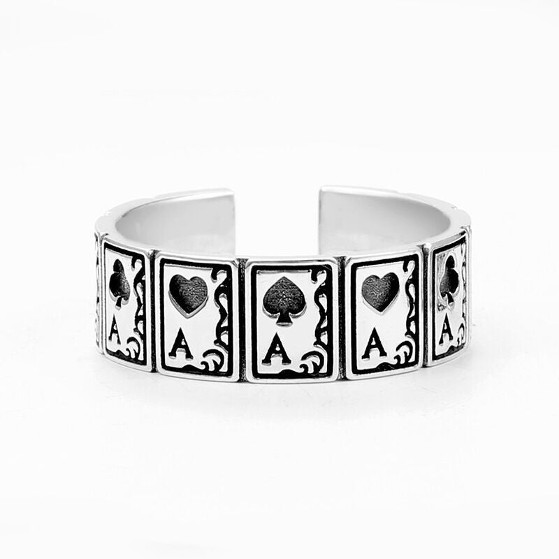 Women's & Men's Retro Poker Neutral Open Flush Gambler Ring