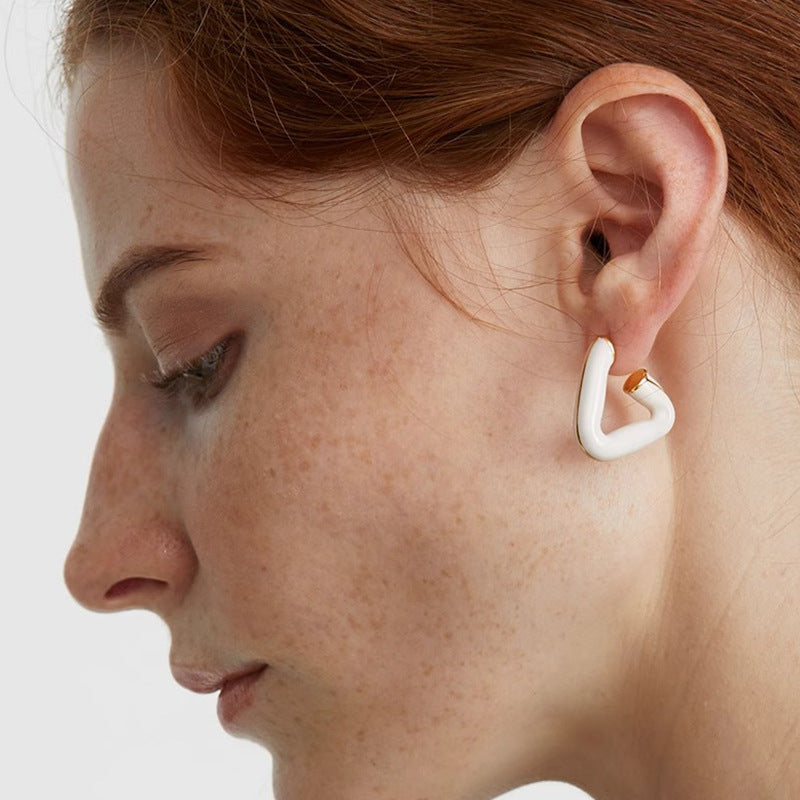 Triangle Enamel Drop Glazed Female Light Luxury Minority High Sense Stud Earrings