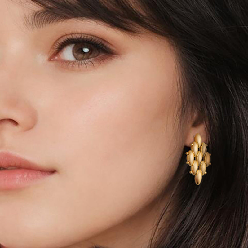 Metal Cold Style Brushed Fashion Personality High Sense Stud Earrings