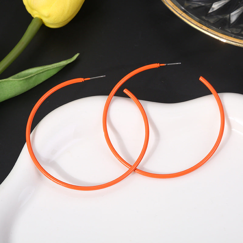 Exaggerated Metal Circle Paint Temperament Candy Earrings