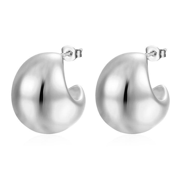 Women's Round High-grade Stainless Steel Hollow Simple Earrings