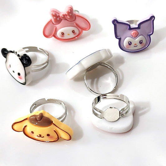 Cartoon Resin Acrylic Transparent Pacha Dog Rings