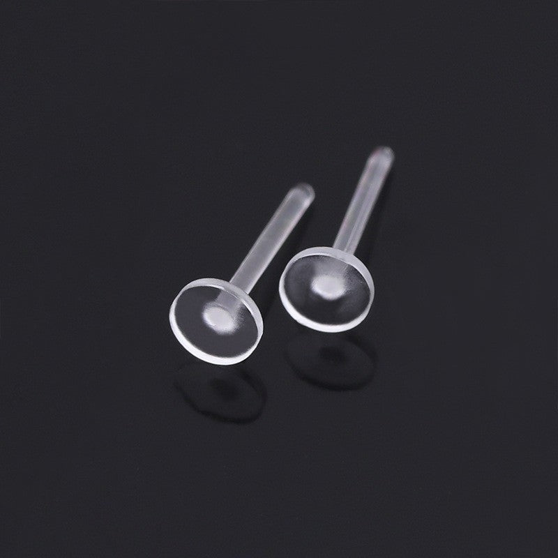 Plastic Auricular Needle Flat Ear Transparent Stud Earrings