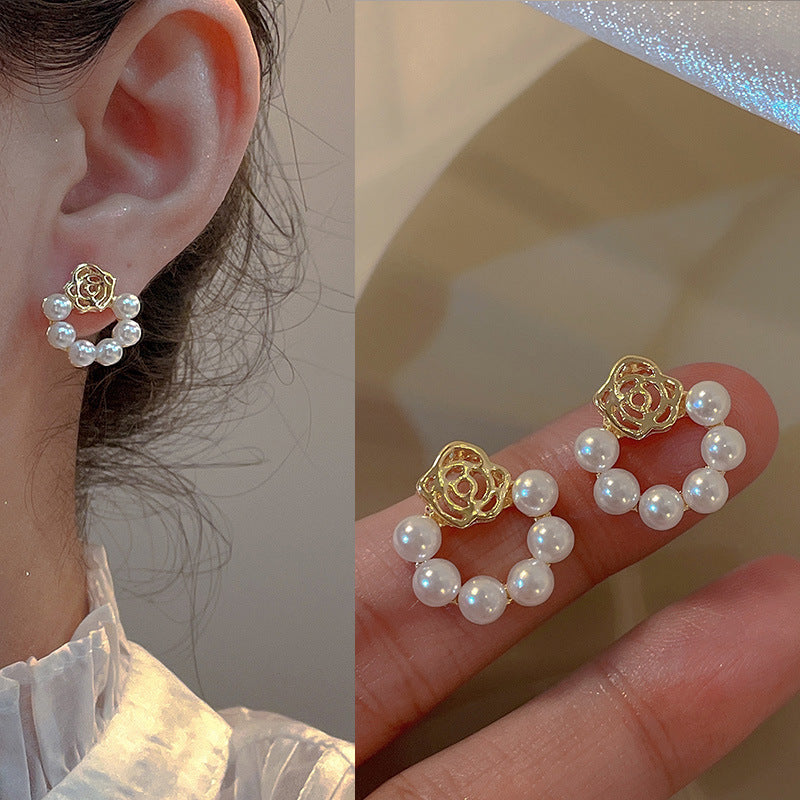 Design Bowknot Flower Fashion Sense Sier Earrings