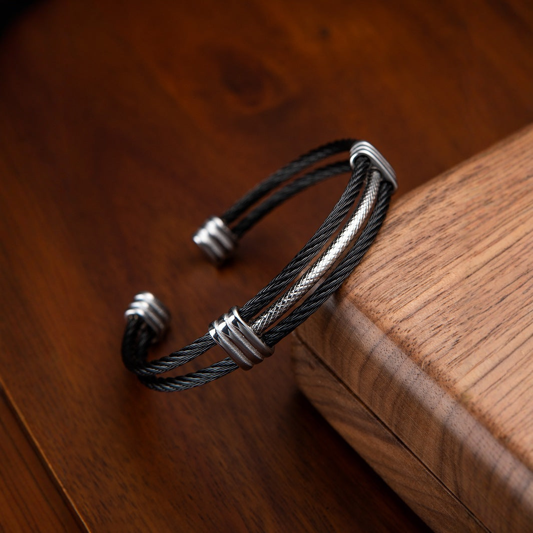 Wire Rope Elastic Stainless Simple Woven Bracelets