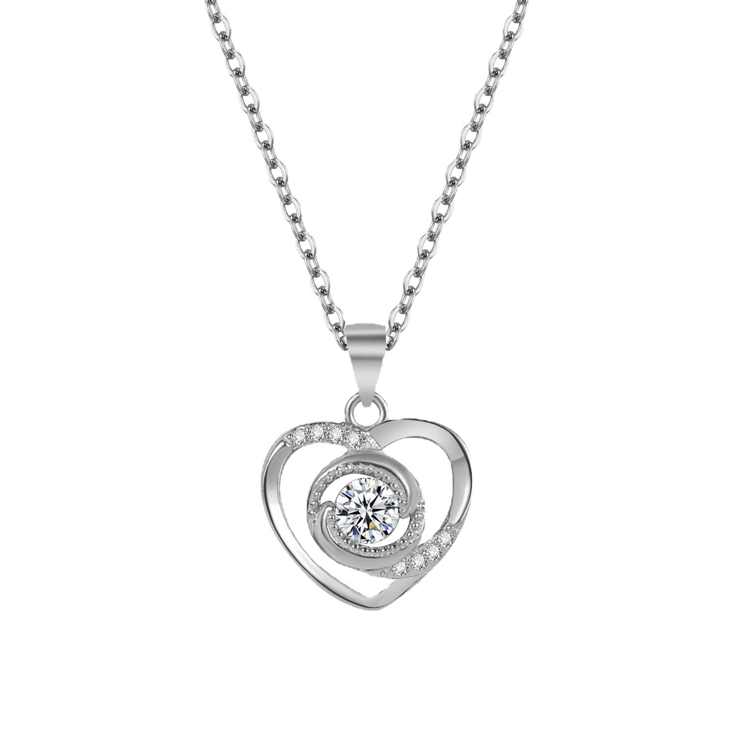 Loving Heart In Sterling Sier Sweet Cool Hot Female Niche Necklace
