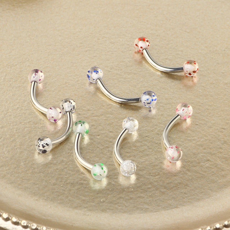 Steel Brow Nail Labret Piercing Sequins Transparent Acrylic Ball Stud Earrings