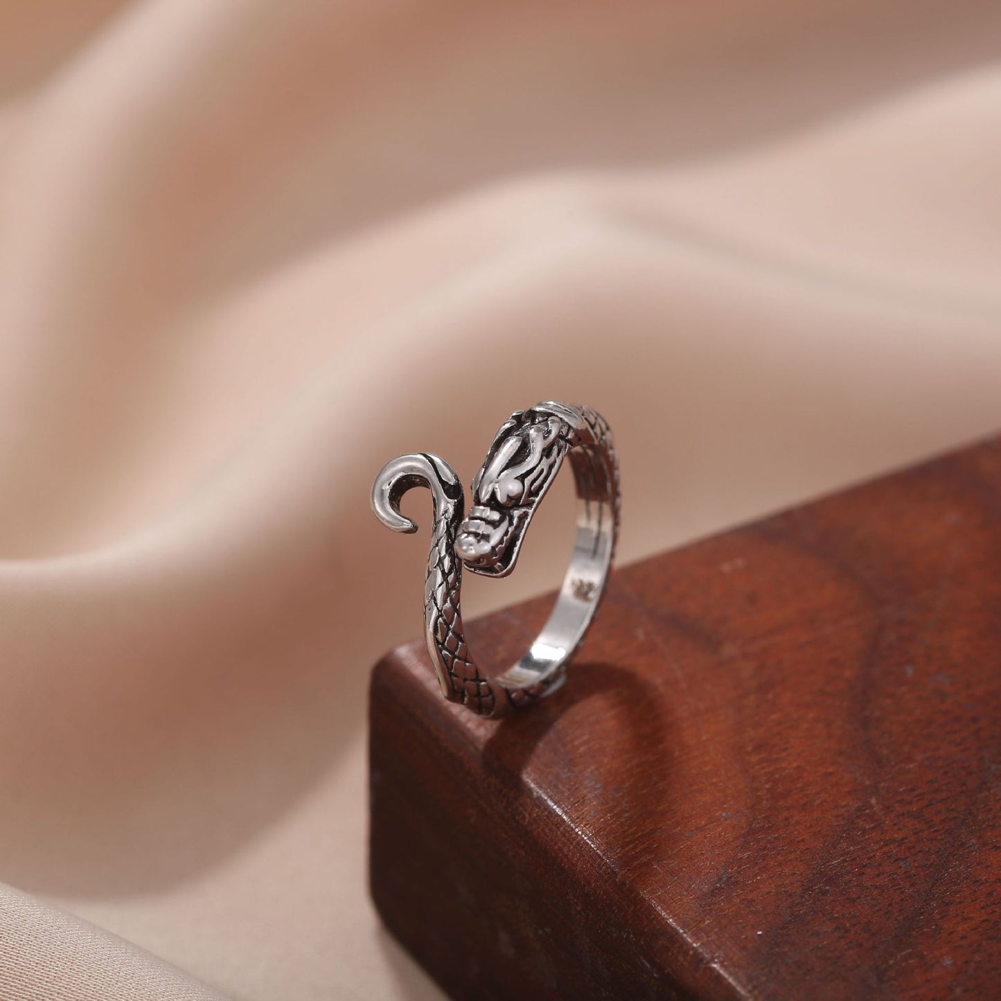 Men's Retro Trendy Sier Open Single Lucky Rings